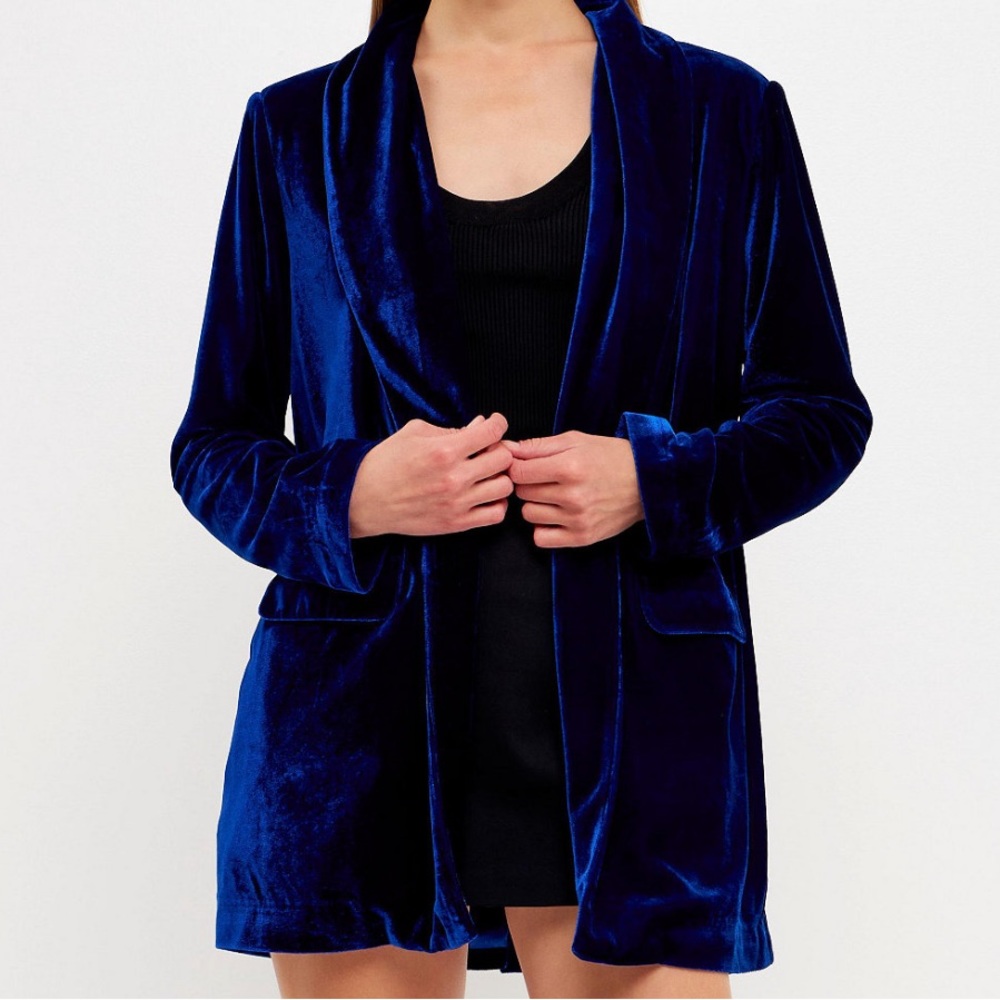 INC International Concepts Blue Blazer Velvet One Button New XL